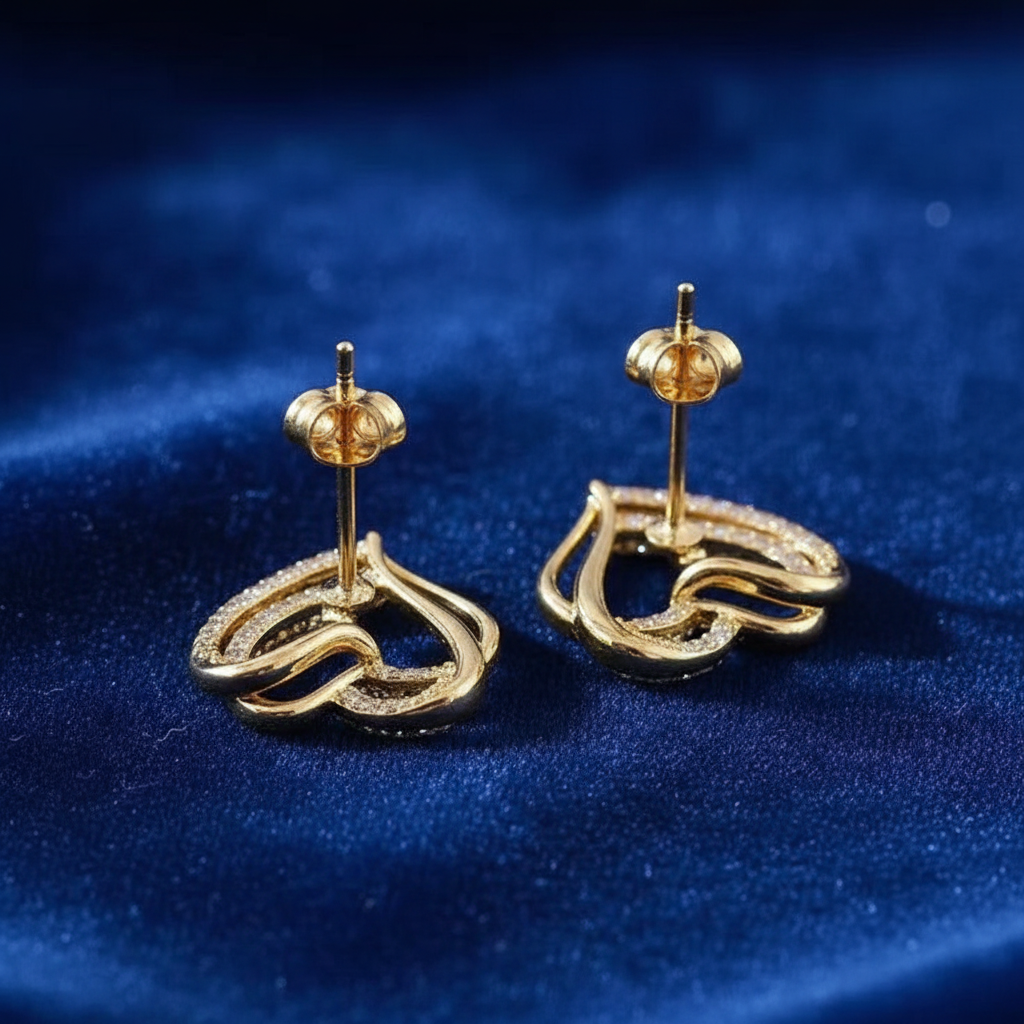 Double Heart Earrings Back View