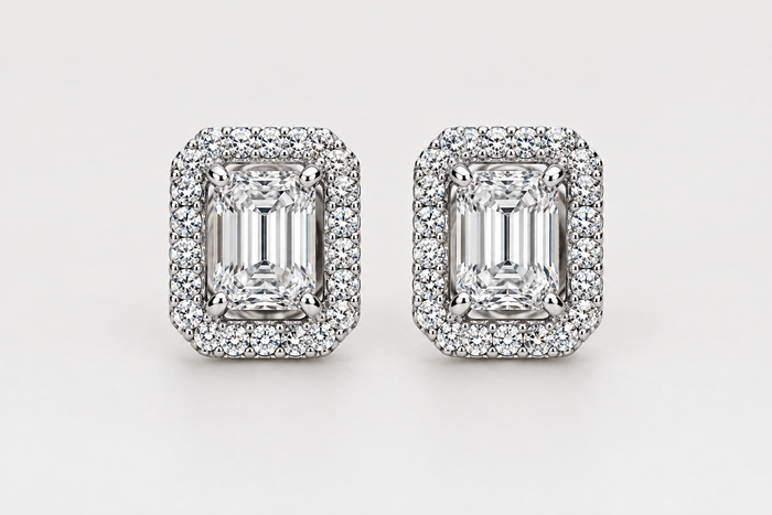 Halo earring pair front view