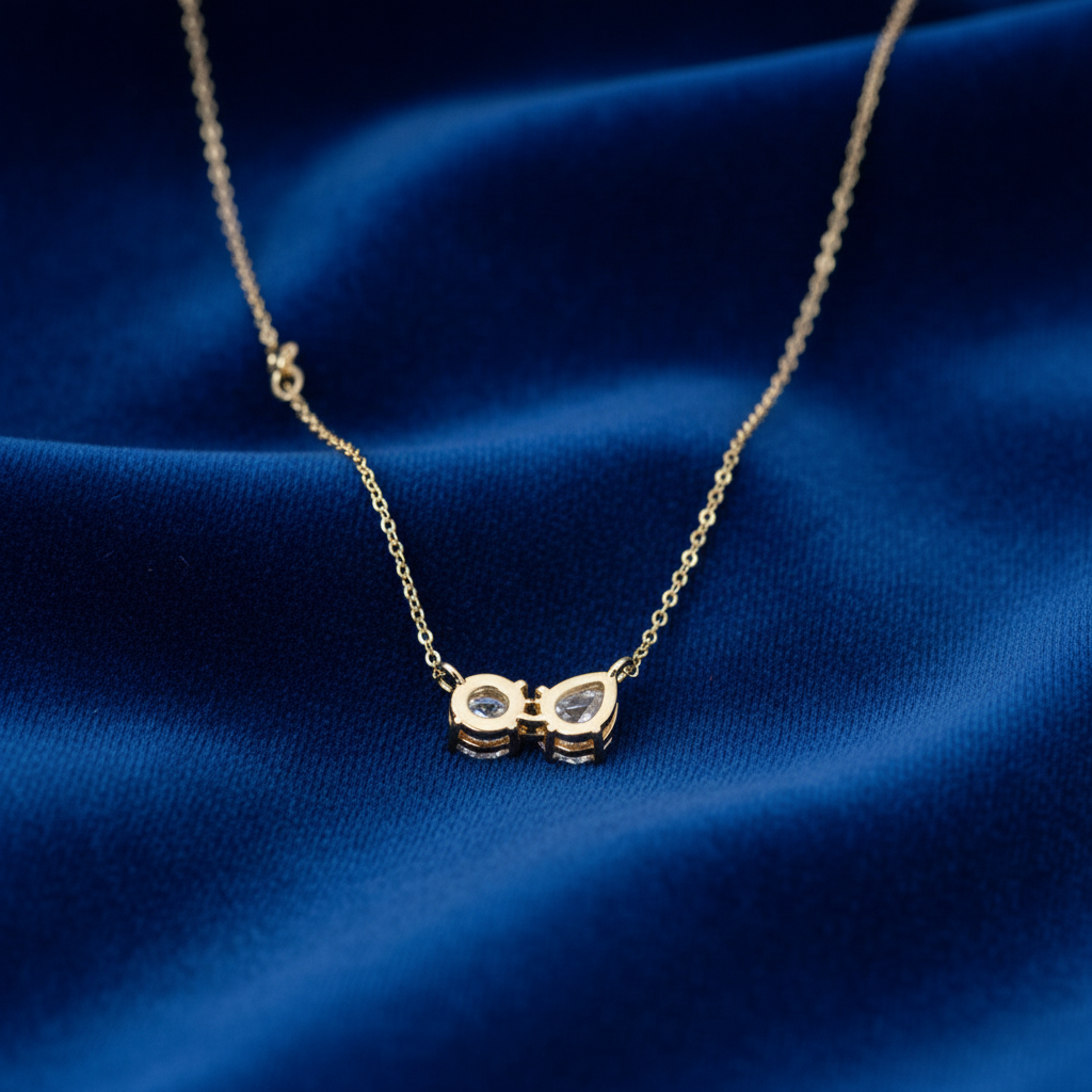 Toi et Moi Two-Stone Diamond Necklace in 18K Yellow Gold