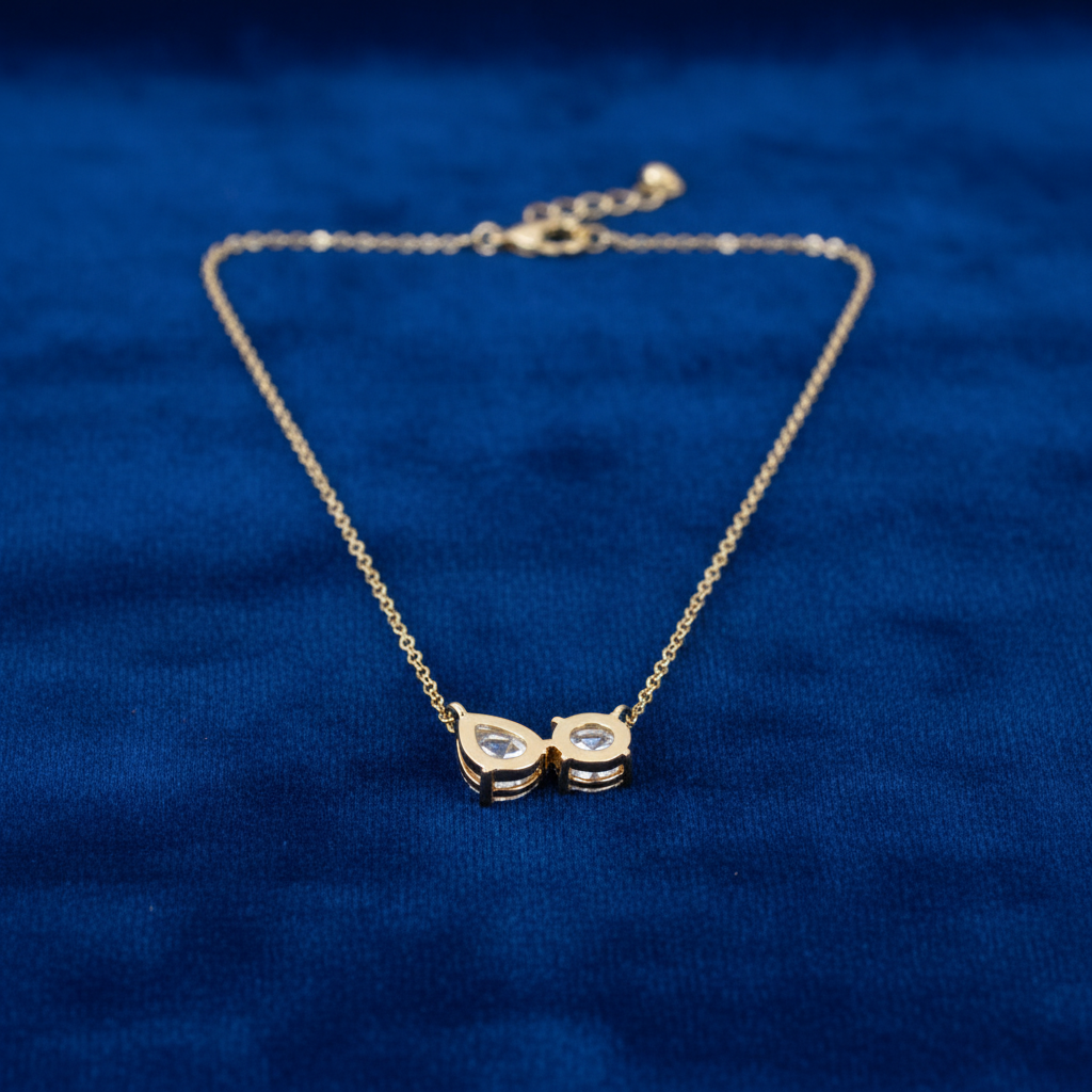 Toi et Moi Two-Stone Diamond Necklace in 18K Yellow Gold
