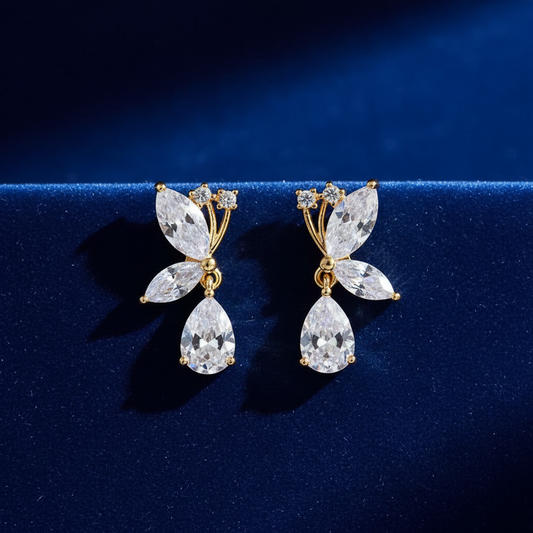 Butterfly Crystal Earrings Front View