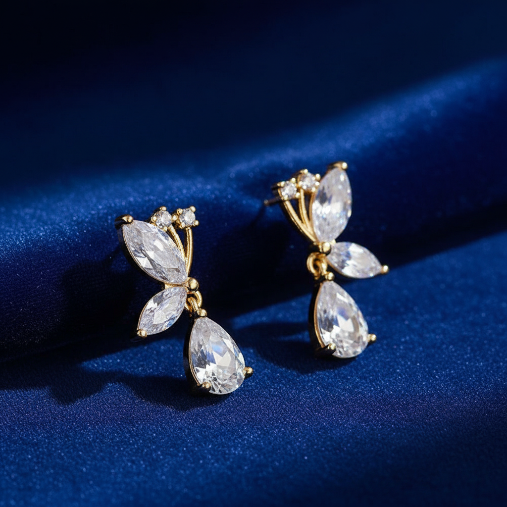 Butterfly Crystal Earrings Side View