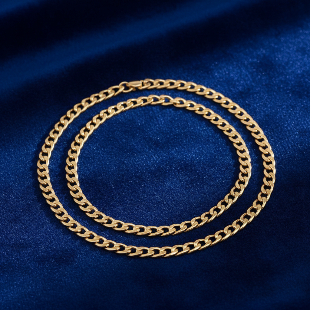 Cuban Chain Necklace Full Flat Lay