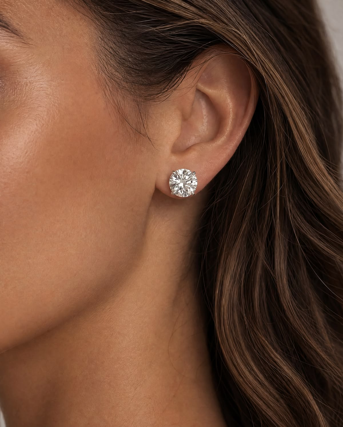 2 CT Lab Grown Diamond Solitaire Stud Earrings, VS1, 14KT White Gold