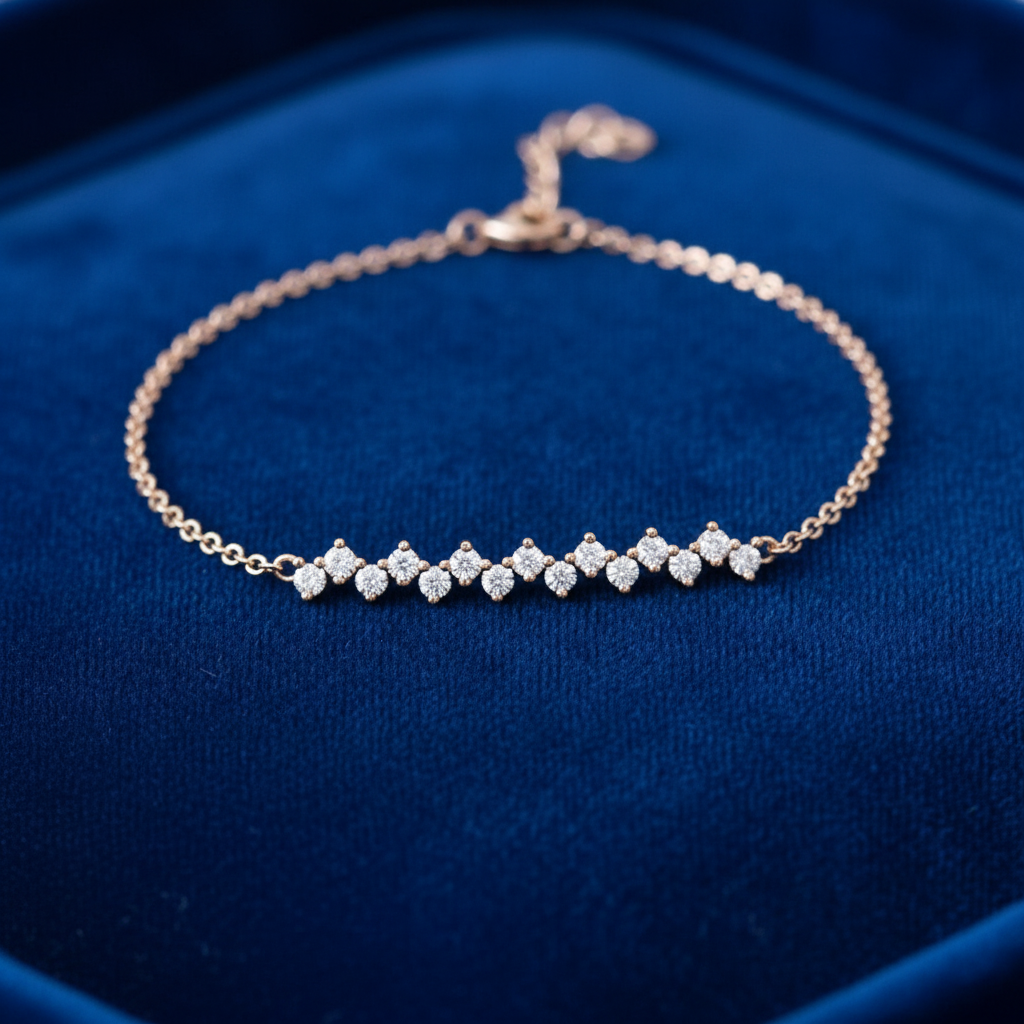 Scattered Diamond Cluster Bracelet in Rose Gold