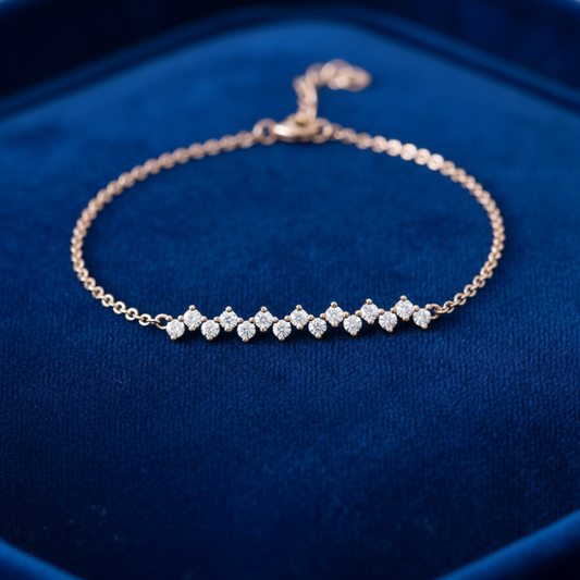 Scattered Diamond Cluster Bracelet in Rose Gold
