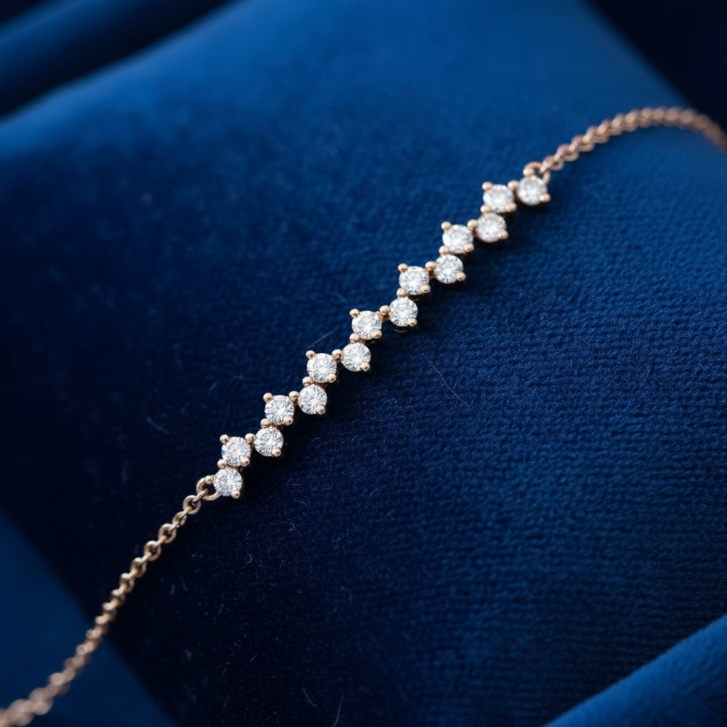 Scattered Diamond Cluster Bracelet in Rose Gold