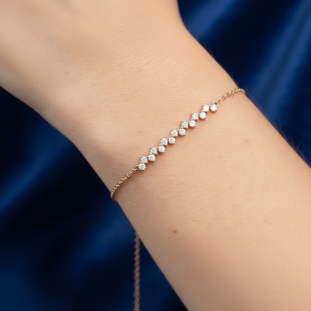 Scattered Diamond Cluster Bracelet in Rose Gold