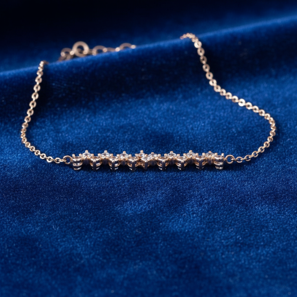 Scattered Diamond Cluster Bracelet in Rose Gold
