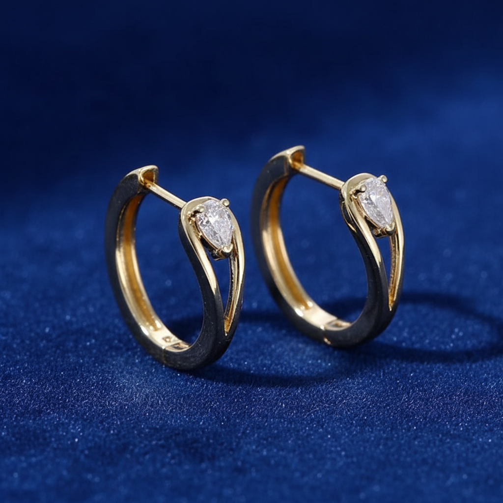 Diamond Huggie Hoop Earrings Back View