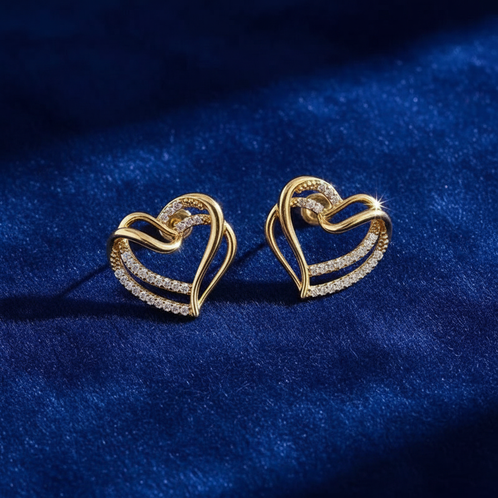 Double Heart Earrings Front View