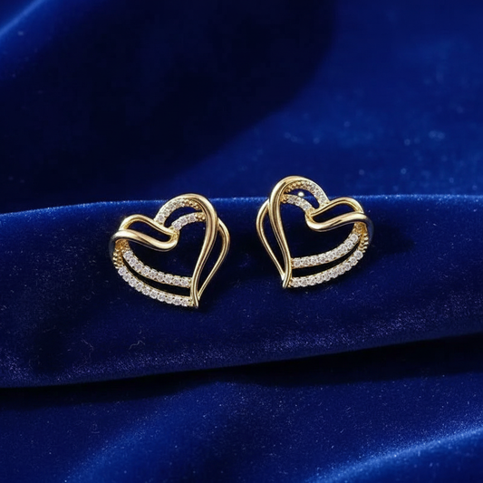 Double Heart Earrings Top View