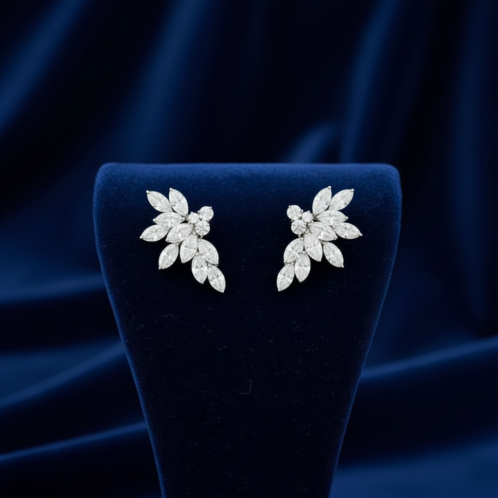 Earrings on a display stand