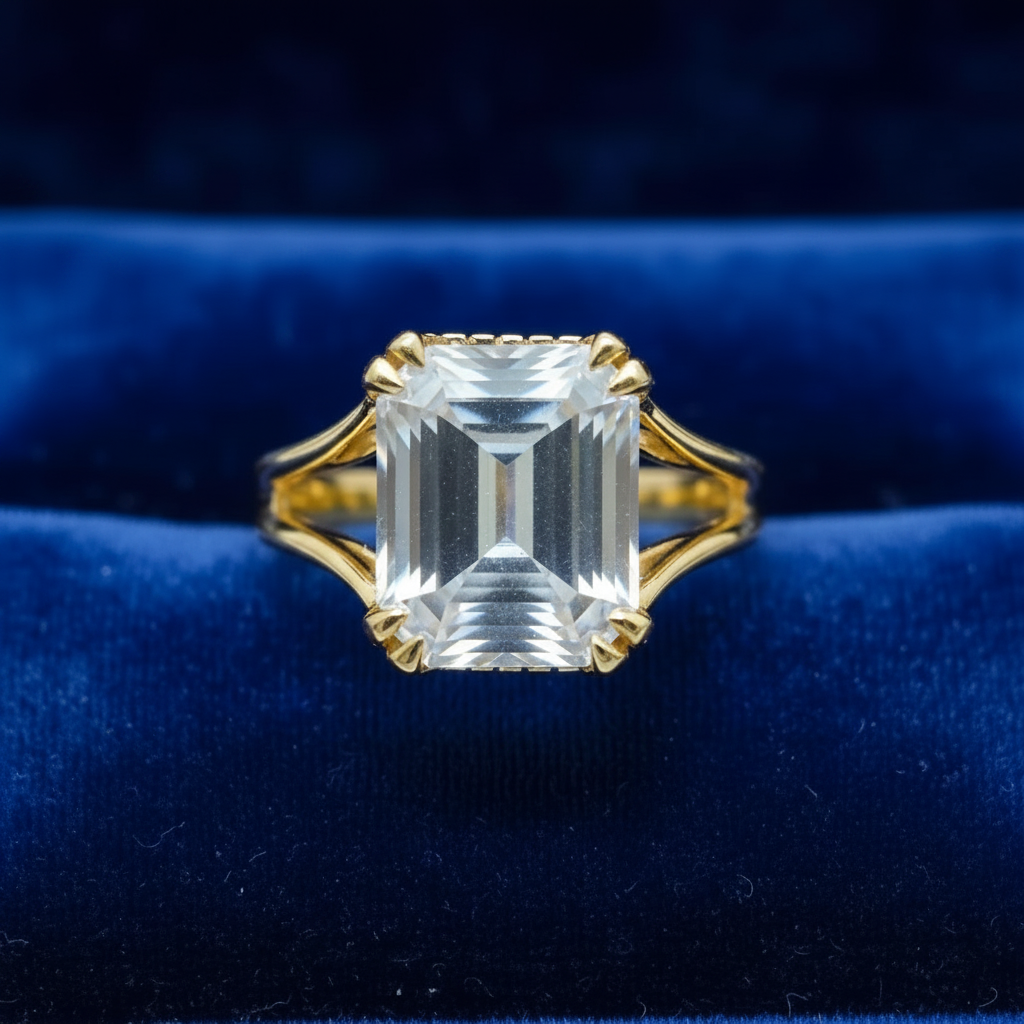 Emerald Cut Ring - Clear Stone