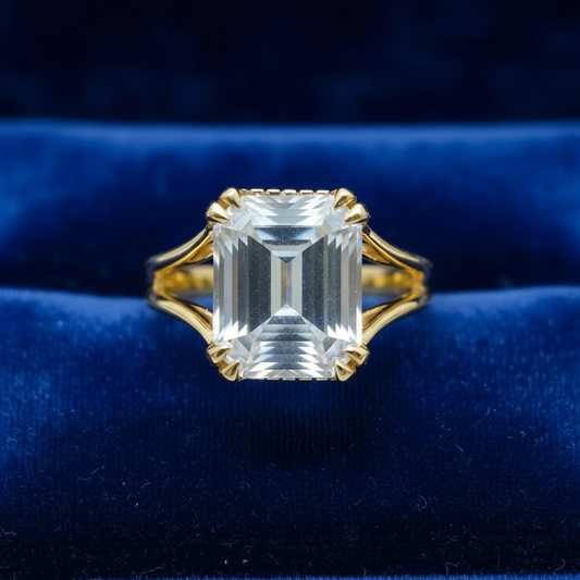 Emerald Cut Ring - Clear Stone