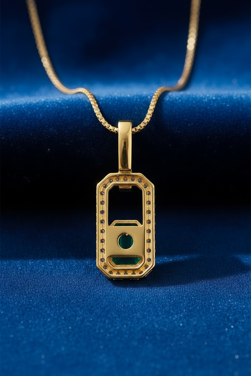 Emerald Diamond Pendant - Back View