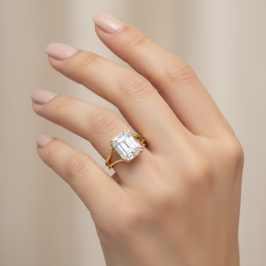 Emerald Ring on Hand - Front