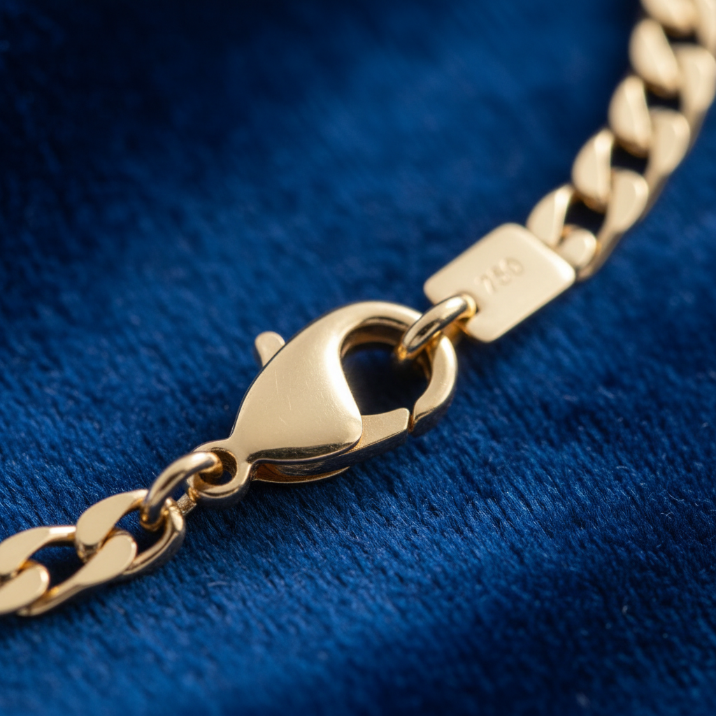 Figaro Chain Necklace Clasp Detail