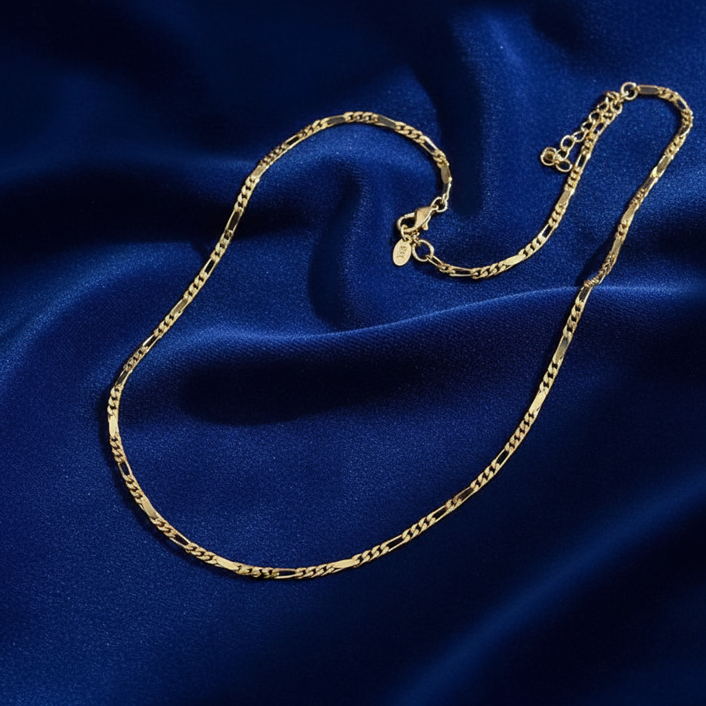Figaro Chain Necklace Full Flat Lay