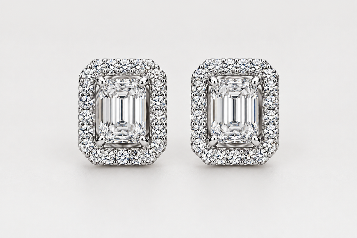 Halo earring pair front view