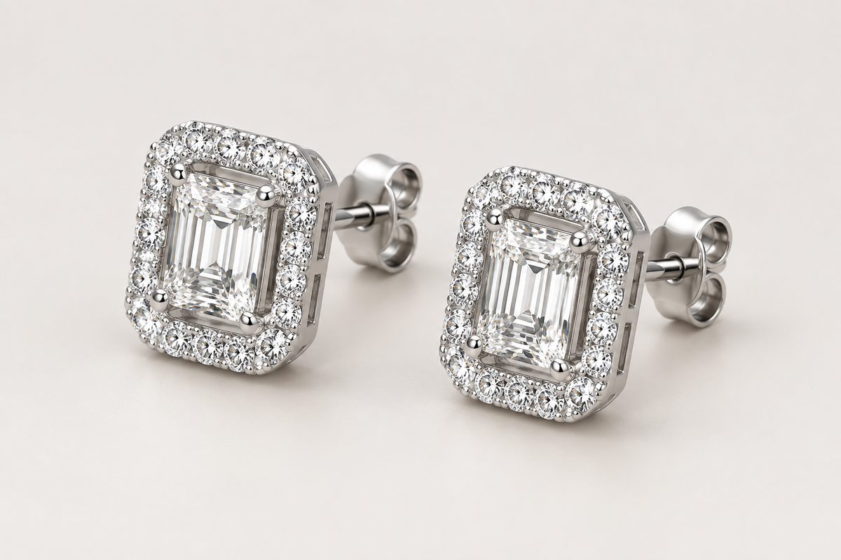 Halo earring pair left side