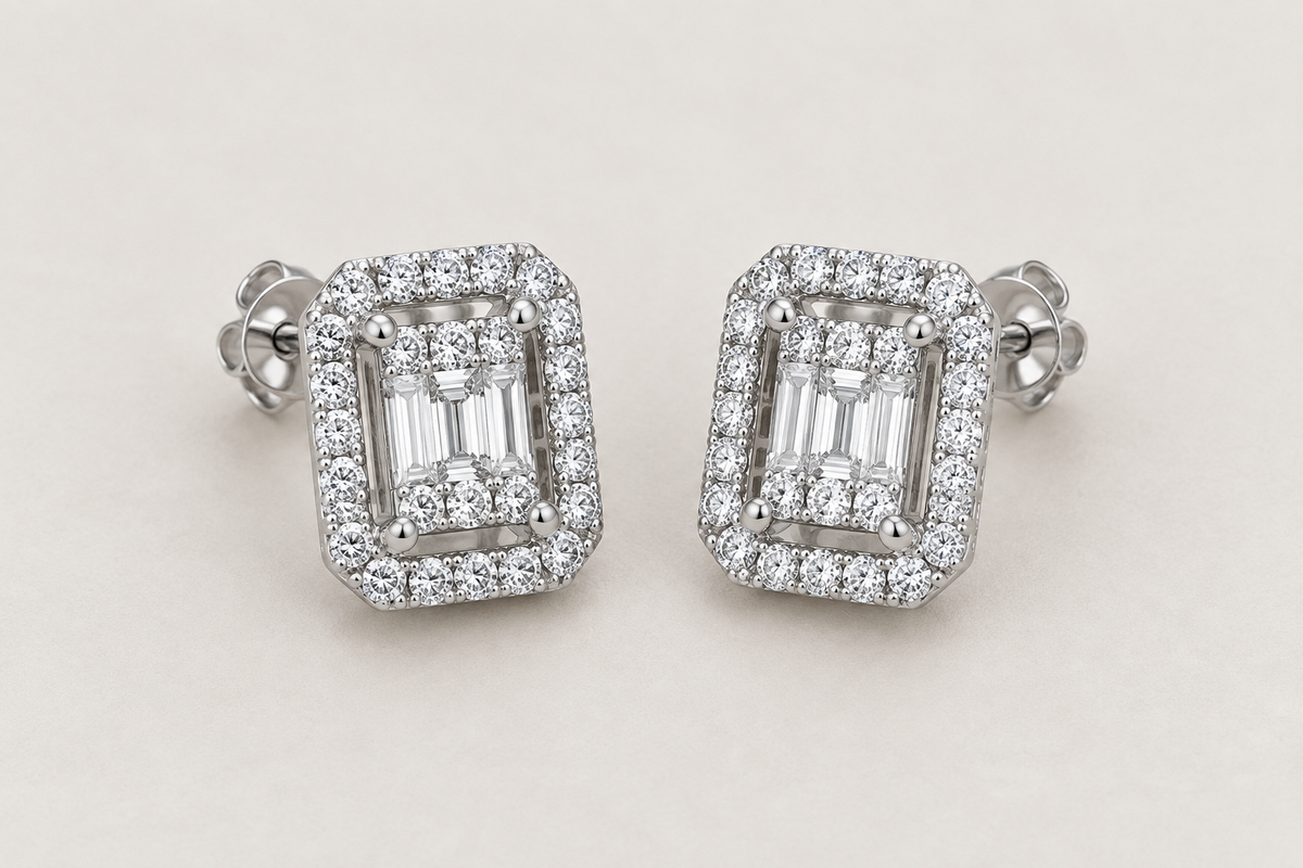 Halo earring pair top view