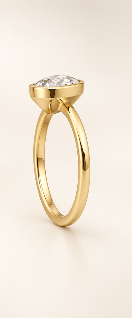 Pear bezel solitaire ring right-side profile