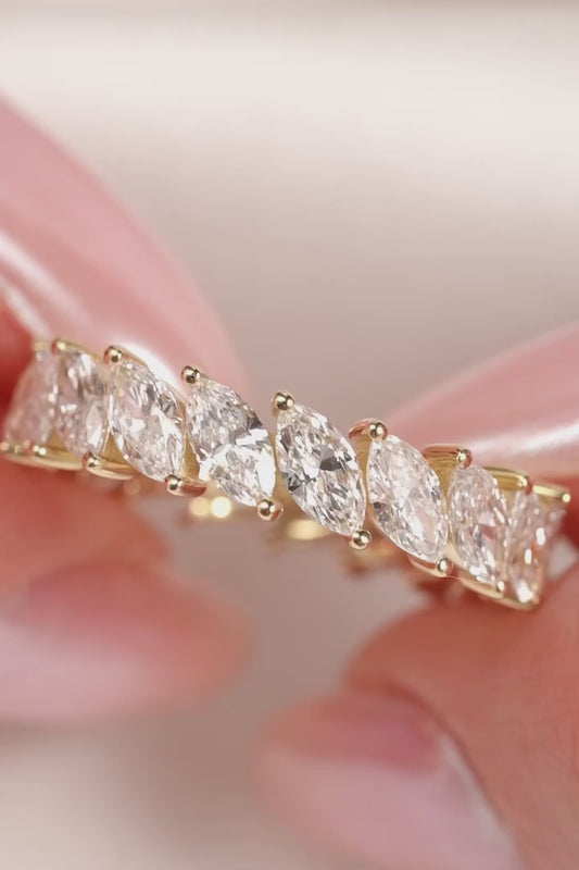 2 Ct Lab-Grown Diamond Marquise Eternity Band in 14K Yellow Gold