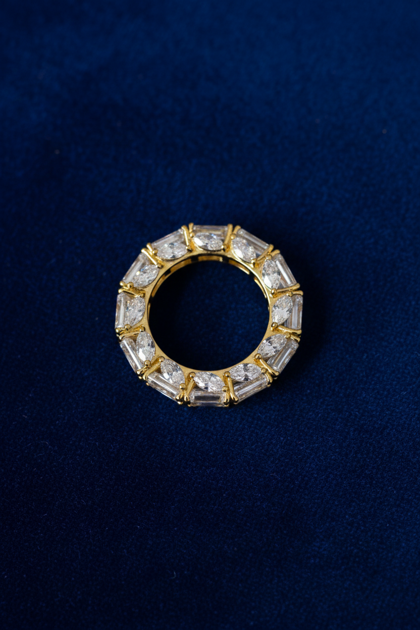 Ring on Blue Velvet - Top Down