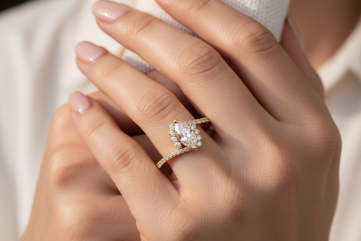 Marquise Bloom Diamond Ring in 18K Gold | IGI CERTIFED | 1.00 CARAT RING