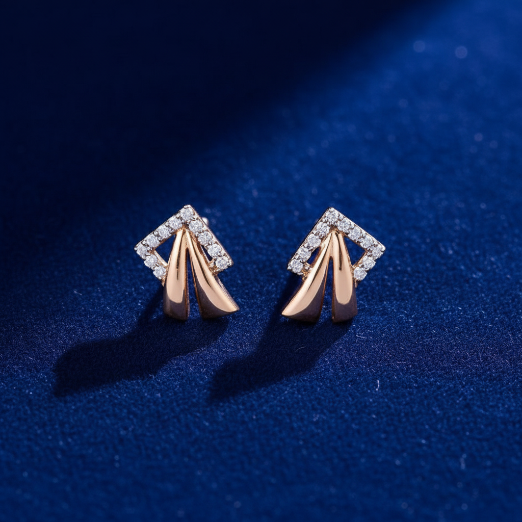 Rose Gold Fan Earrings Front View