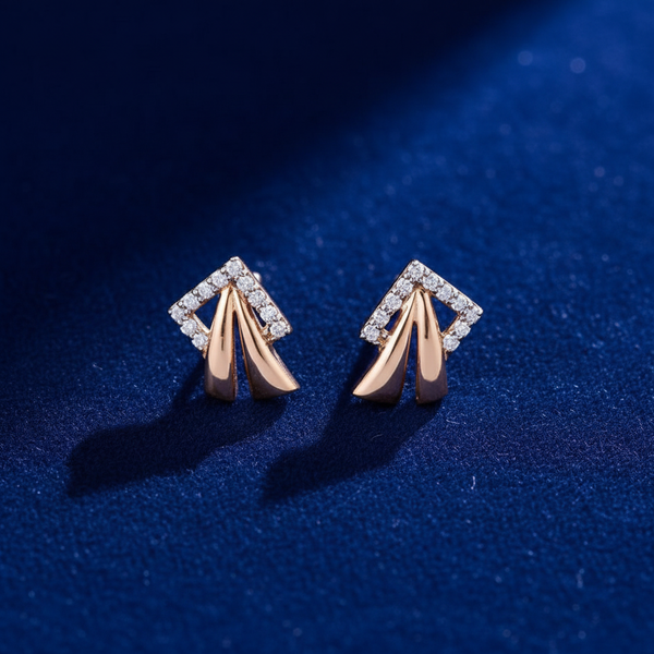 Rose Gold Fan Earrings Front View