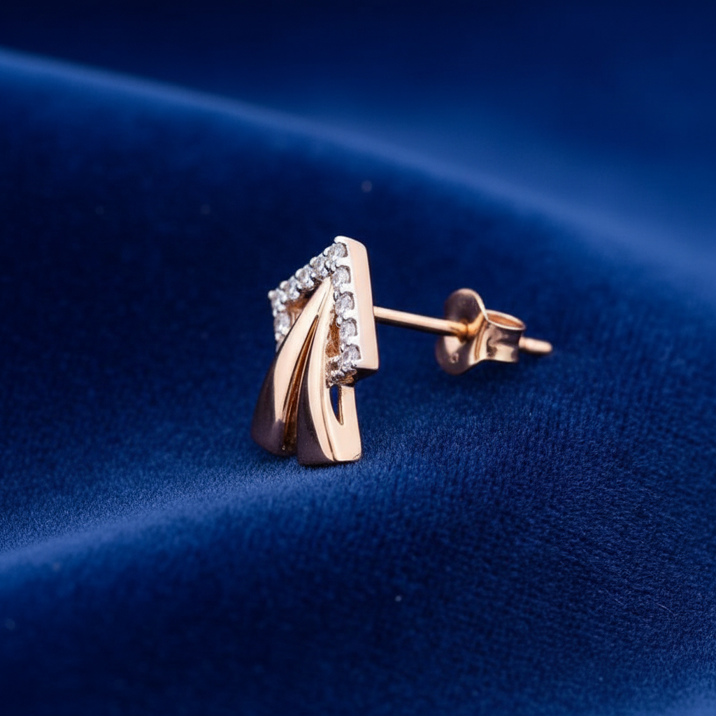 Rose Gold Fan Earrings Side View