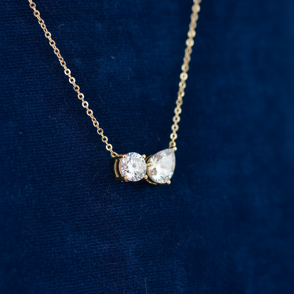 Toi et Moi Two-Stone Diamond Necklace in 18K Yellow Gold